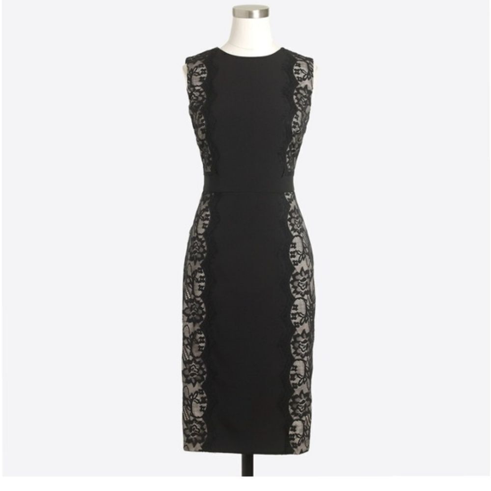 J Crew Black Lace Panel Dress